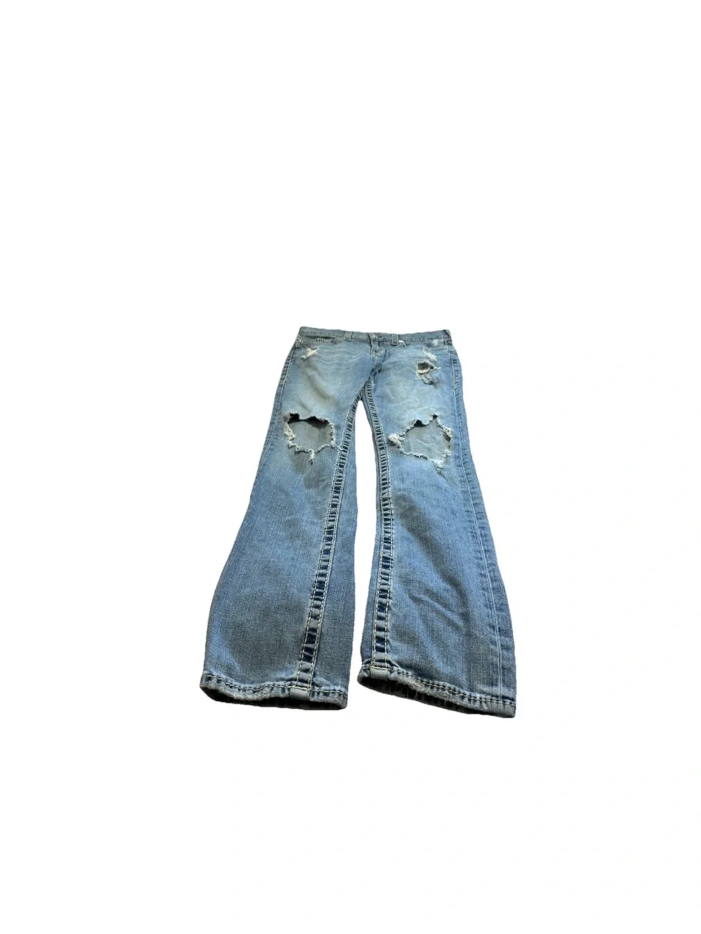 True Religion Mens Distressed Holes Rocco Skinny Jeans! 32x34